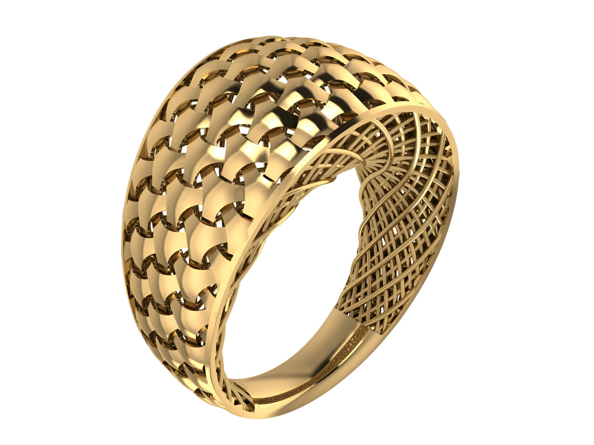 Interwoven Wire Mesh Plain gold ring 3D print model_1