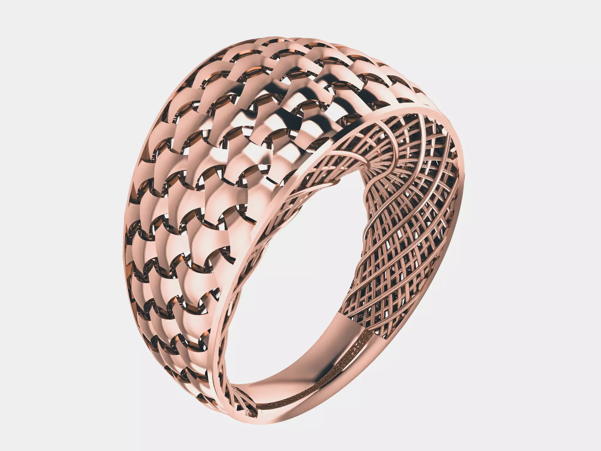 Interwoven Wire Mesh Plain gold ring 3D print model_0