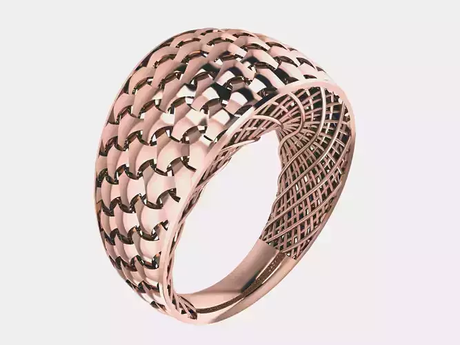 Interwoven Wire Mesh Plain gold ring 3D print model