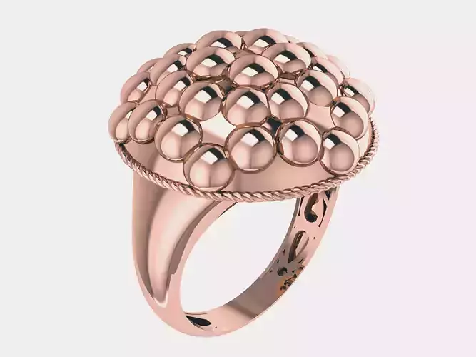 Flower Beads Dome Plain gold ring 3D print model