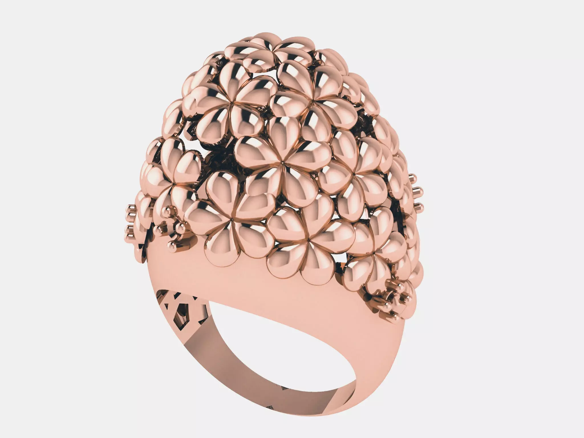 Flower Dome Plain gold ring 3D print model