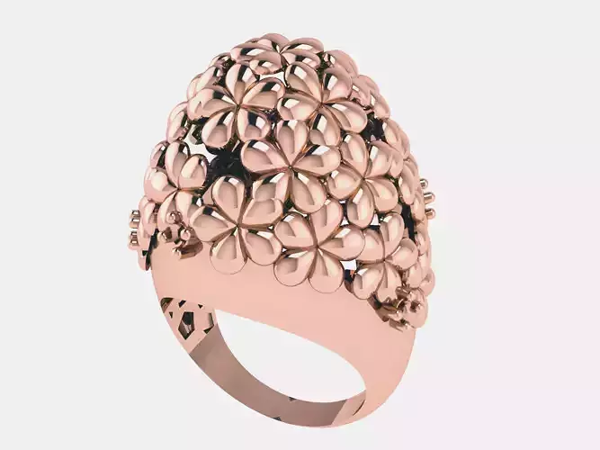 Flower Dome Plain gold ring 3D print model