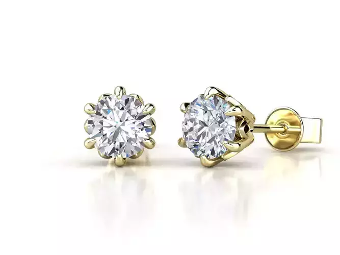 ZRE004 round diamond stud earring 6 prongs