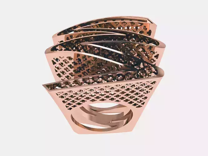 Zig Zag Wire Mesh Plain gold ring