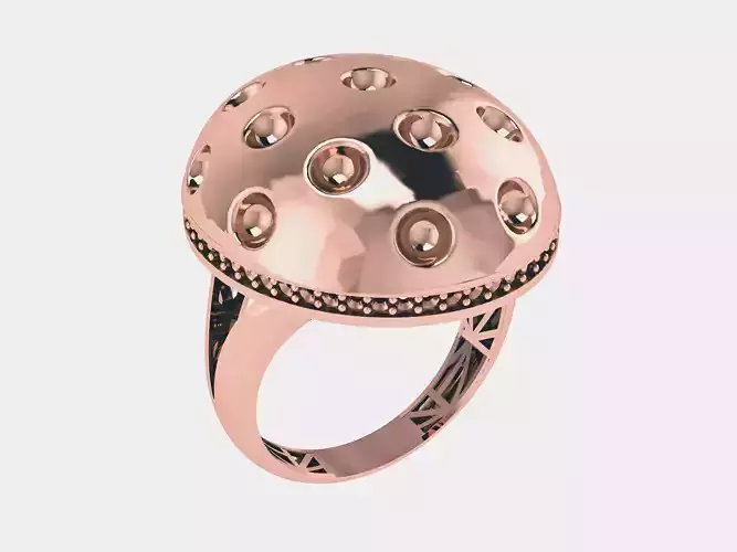 Dome with Beads Plain gold ring 3D print model