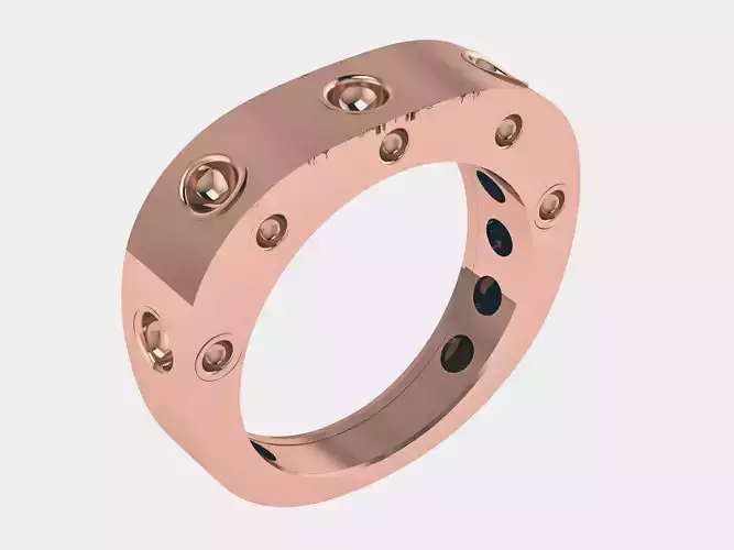 Square Pois Plain gold ring