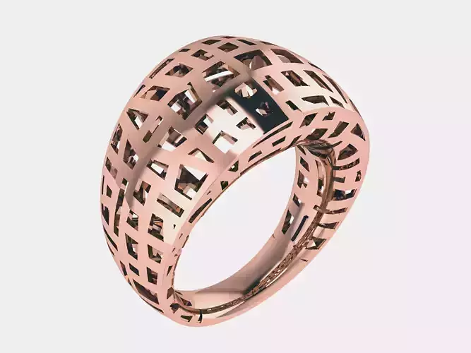 Geometric Ribbon Wire Mesh Plain gold ring