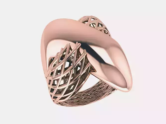 Snake in Mesh Plain gold ring