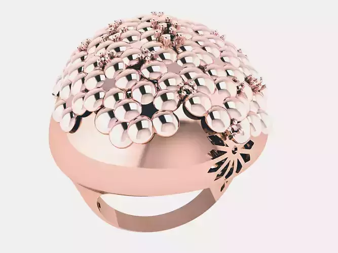 Beads Flower Plain gold ring 3D print model