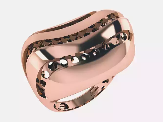 Plate and Holes Plain gold ring