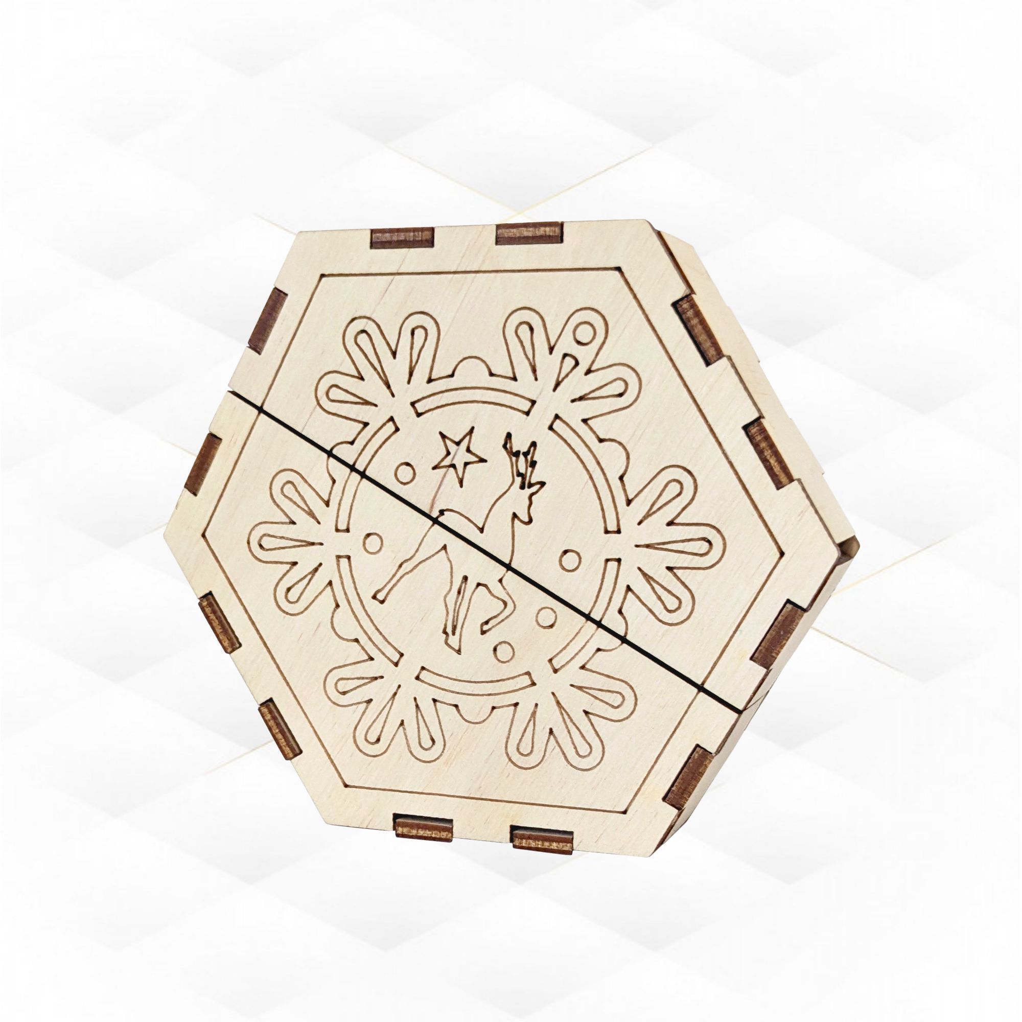 Christmas tree decorations deer snowflake laser cutting design 3D print model_3