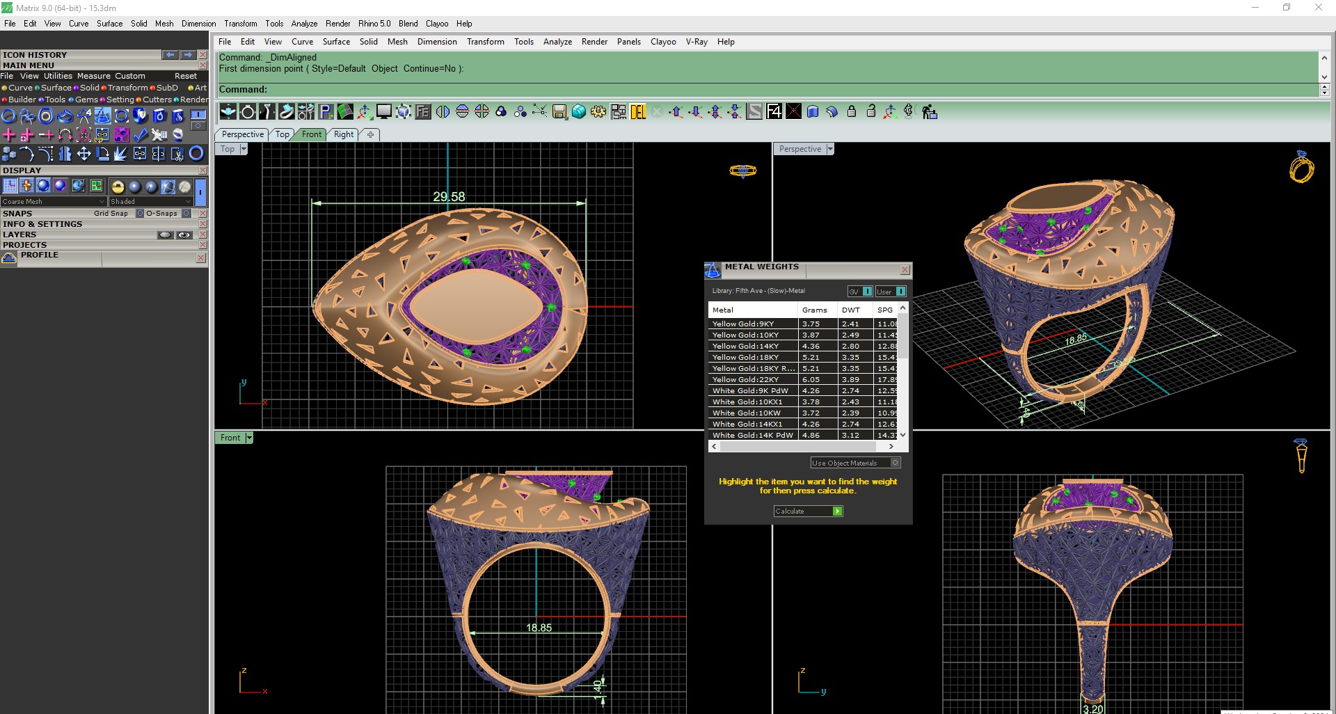 Wire Mesh Plain gold ring 3D print model_3