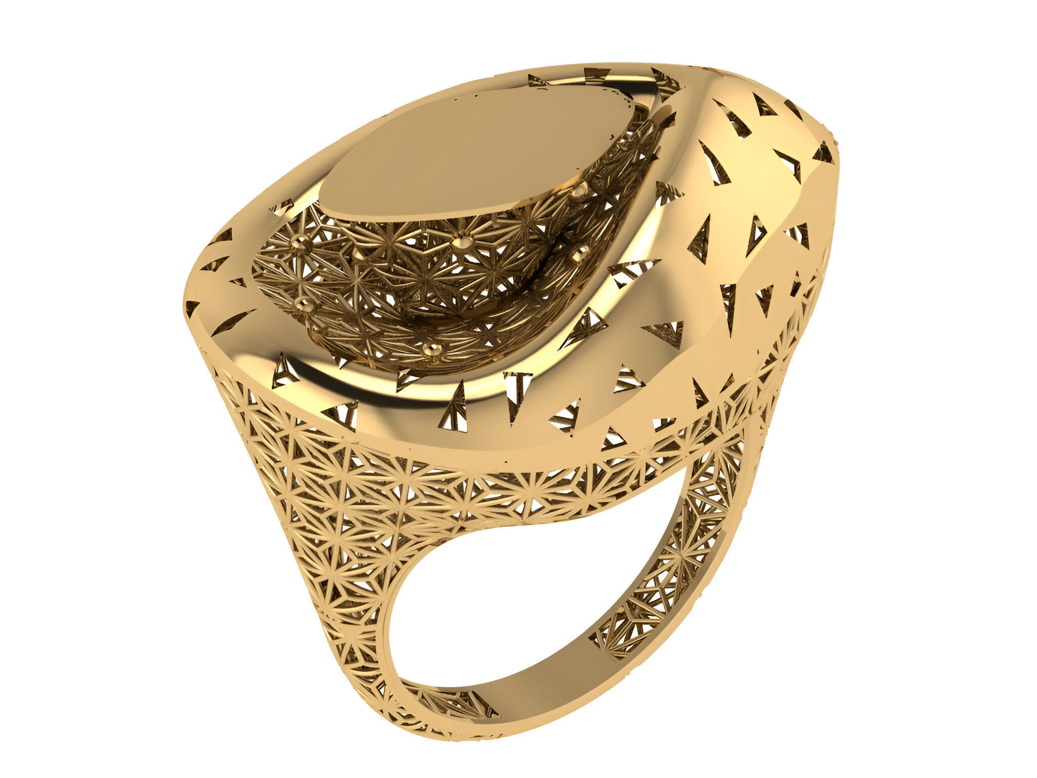Wire Mesh Plain gold ring 3D print model_1