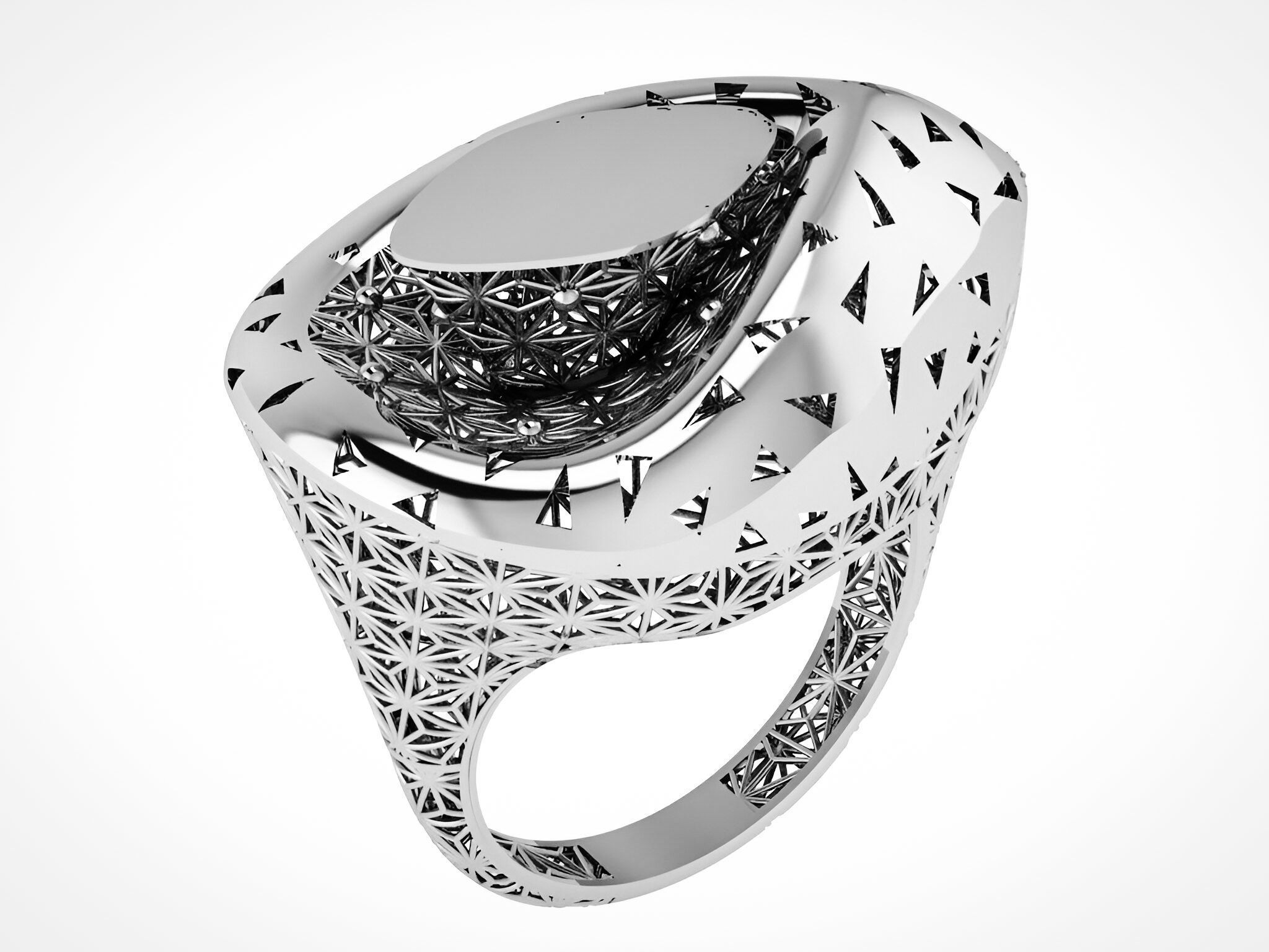 Wire Mesh Plain gold ring 3D print model_2