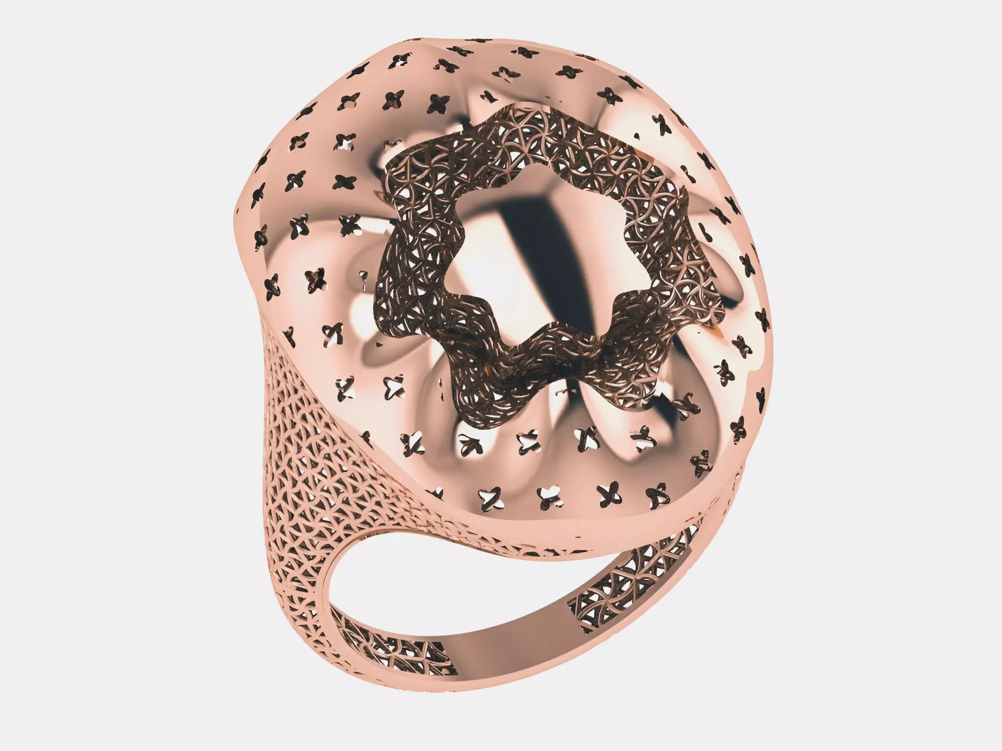 Flower Wire Mesh Plain gold ring 3D print model_0