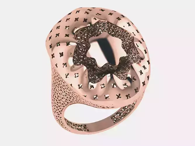 Flower Wire Mesh Plain gold ring