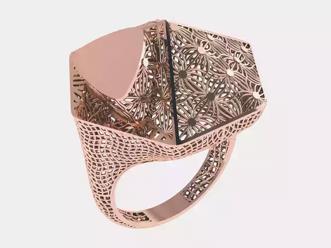 Geometric Wire Mesh Plain gold ring 3D print model