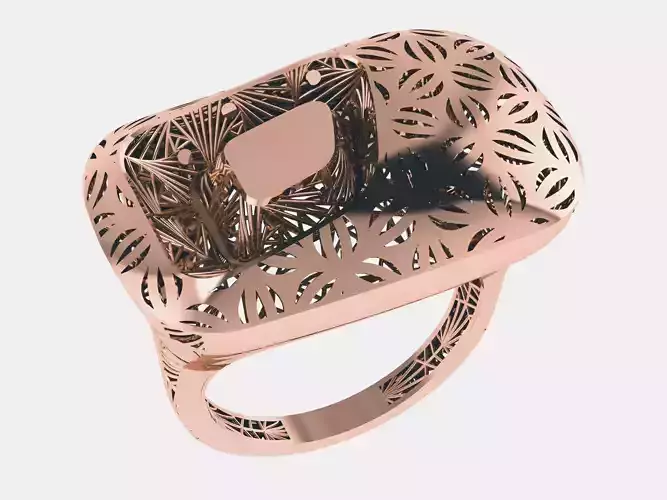 Wire Mesh Flower Plain gold ring 3D print model