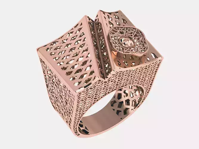 Wire Mesh Flower Plain gold ring