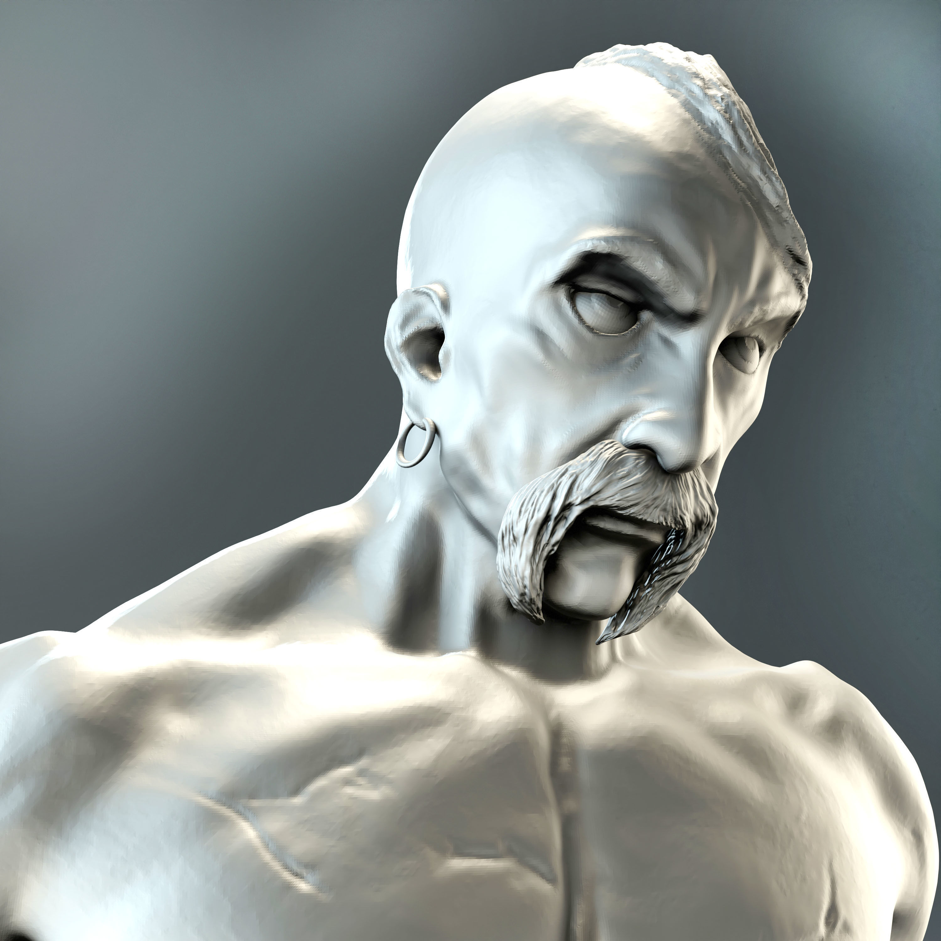 Cossack with mace and shield with trident for  3D printing 3D print model_3