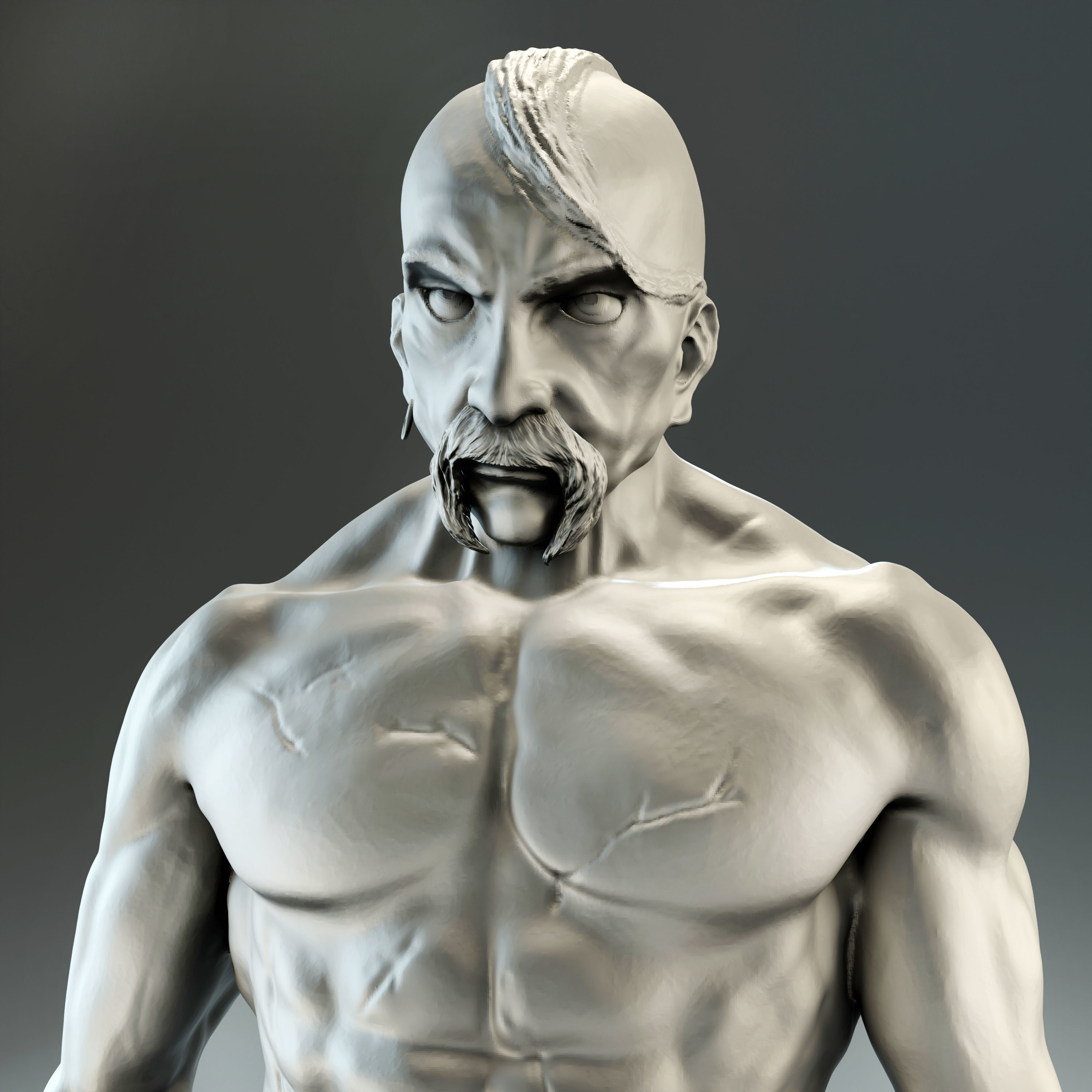 Cossack with mace and shield with trident for  3D printing 3D print model_2