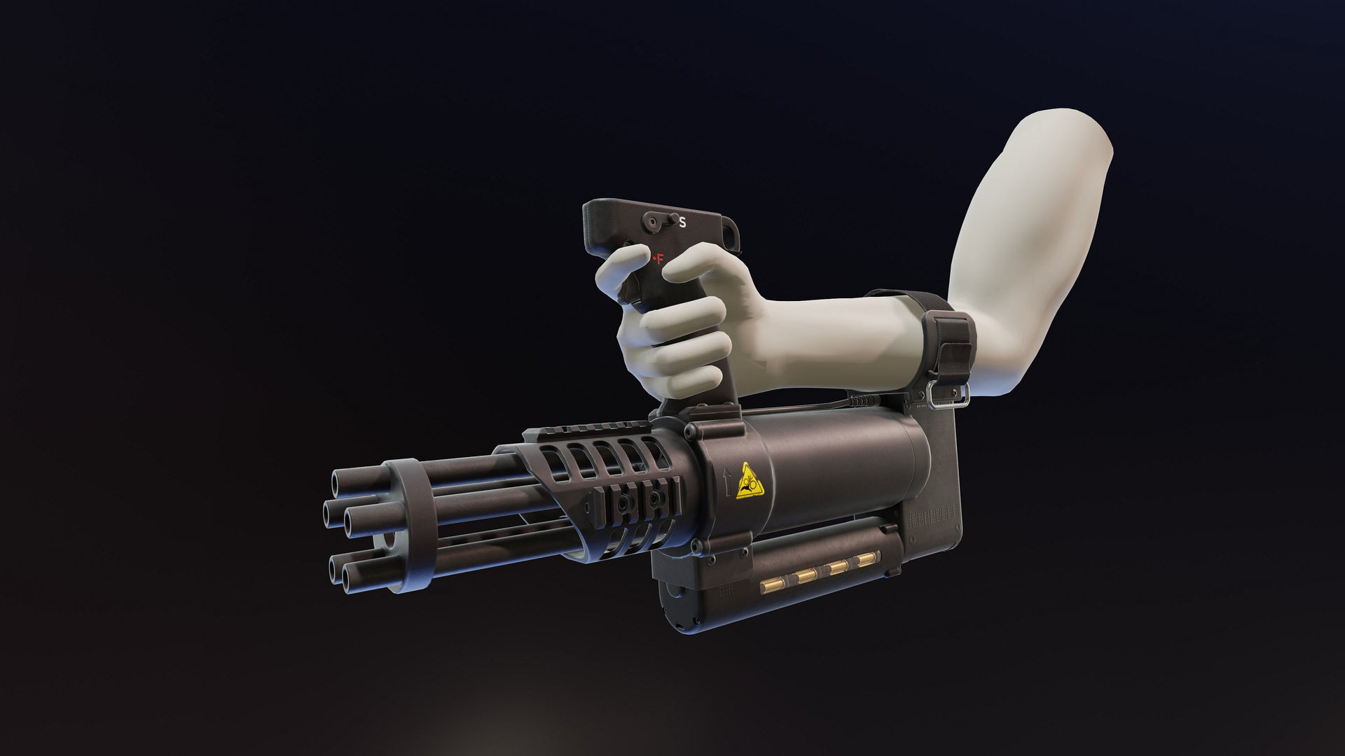 Arm Mounted 22LR Minigun Low-poly 3D model_6