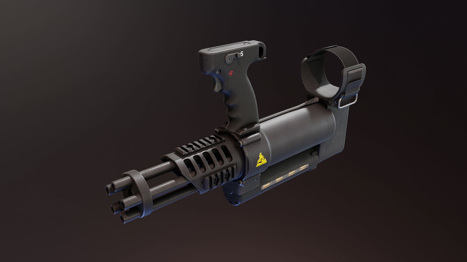 Arm Mounted 22LR Minigun Low-poly 3D model_1