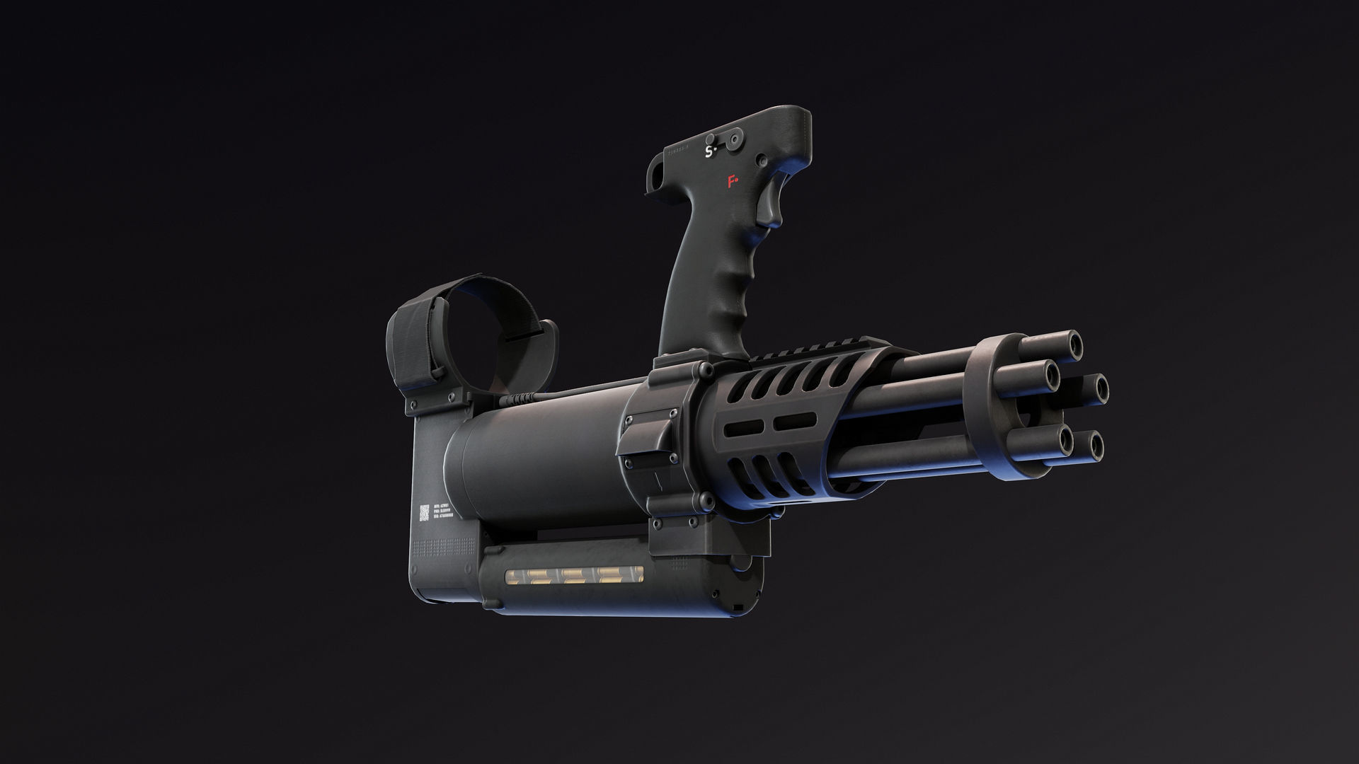 Arm Mounted 22LR Minigun Low-poly 3D model_2
