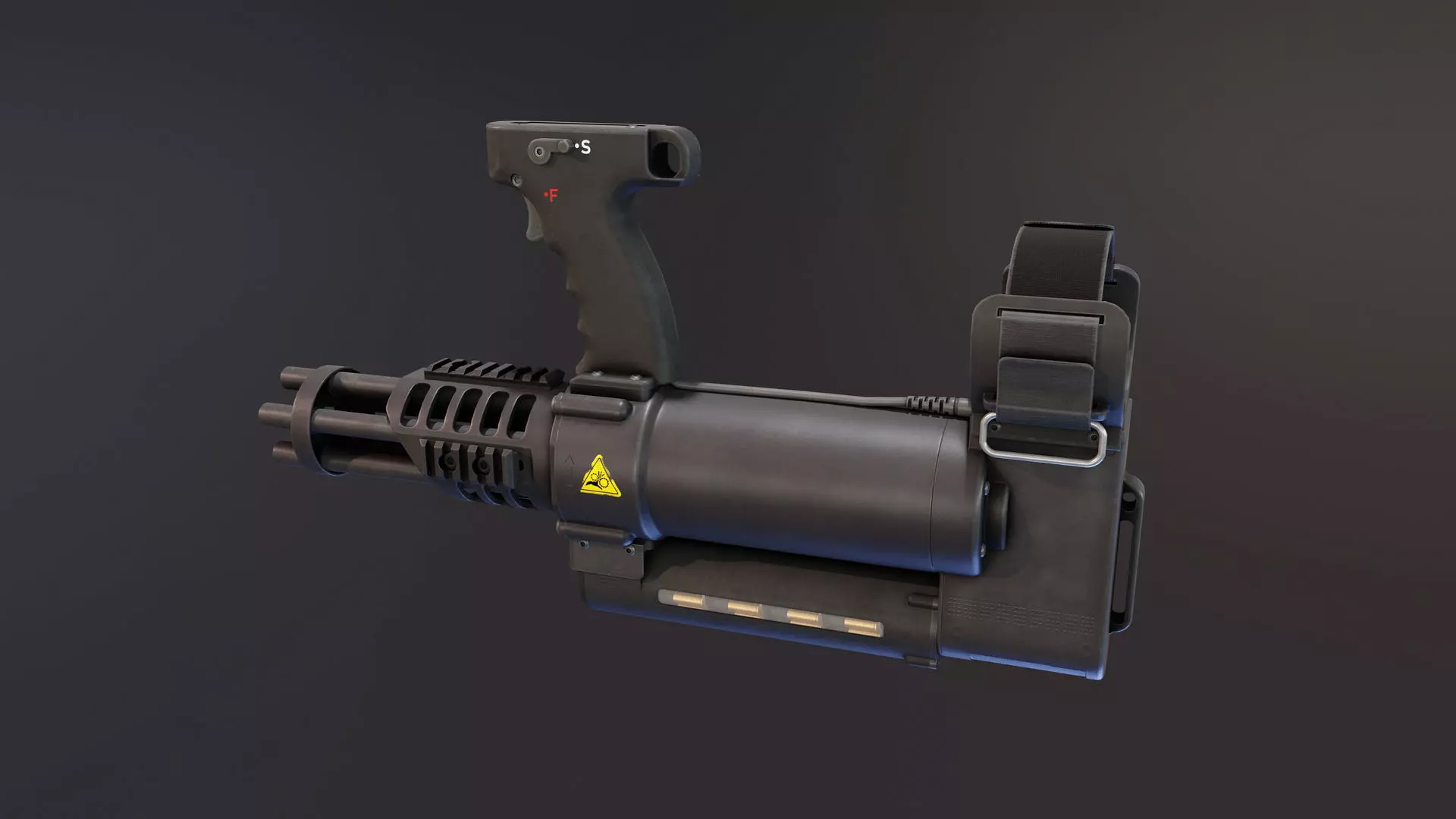 Arm Mounted 22LR Minigun Low-poly 3D model_0