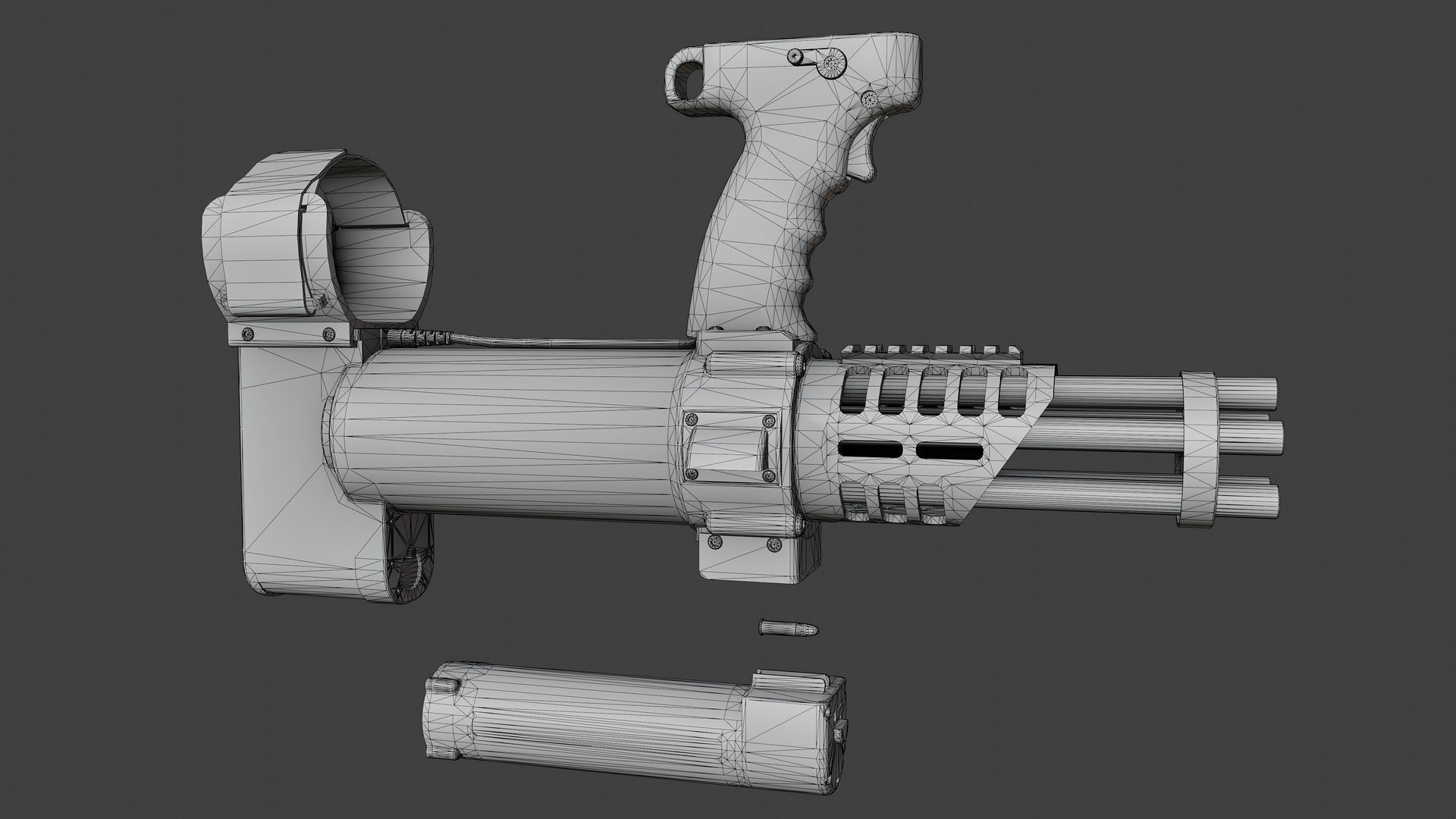 Arm Mounted 22LR Minigun Low-poly 3D model_9