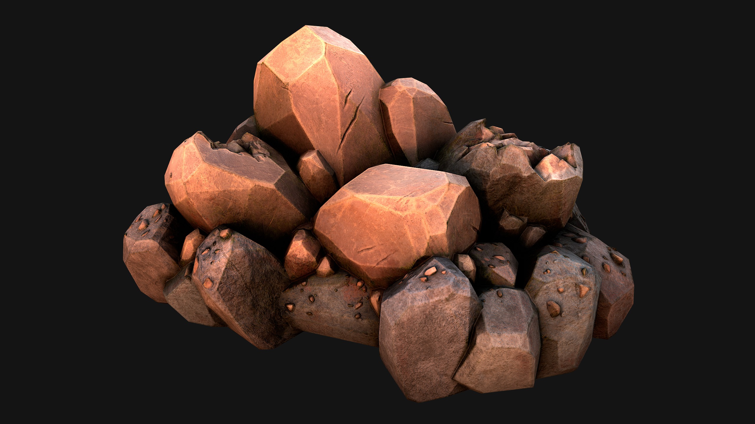 Copper Ore Metal Deposits for Mine Low-poly 3D model_25