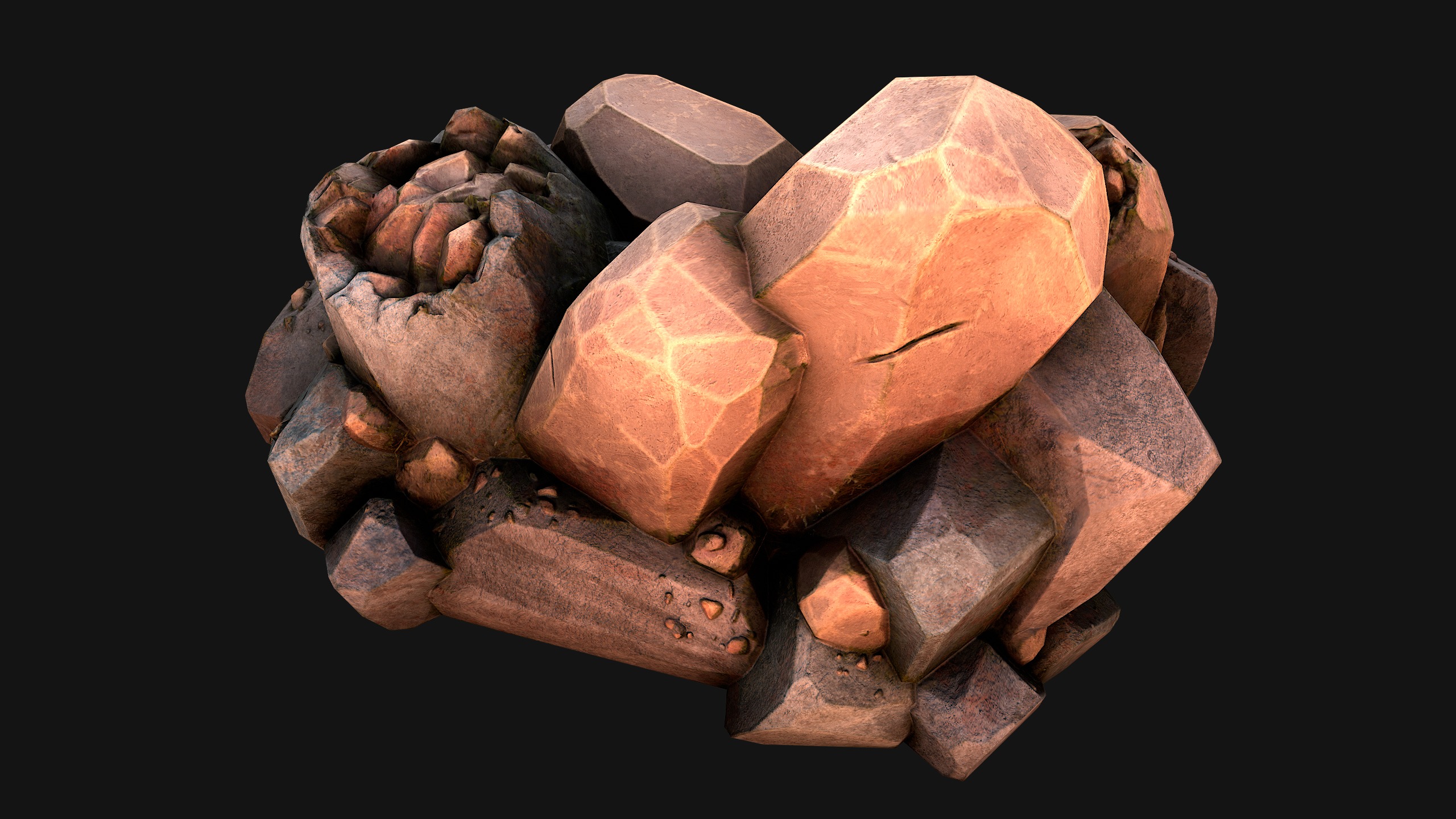 Copper Ore Metal Deposits for Mine Low-poly 3D model_11
