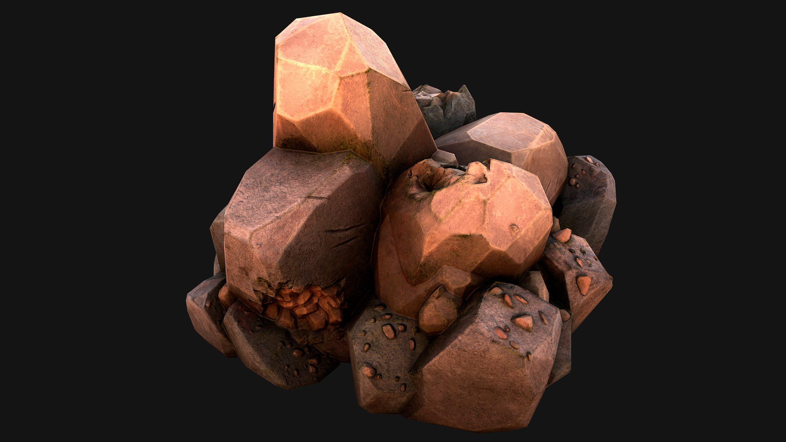 Copper Ore Metal Deposits for Mine Low-poly 3D model_30