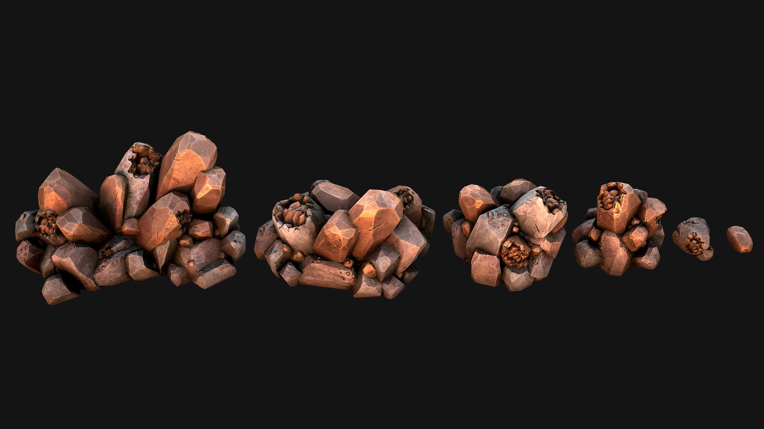 Copper Ore Metal Deposits for Mine Low-poly 3D model_8