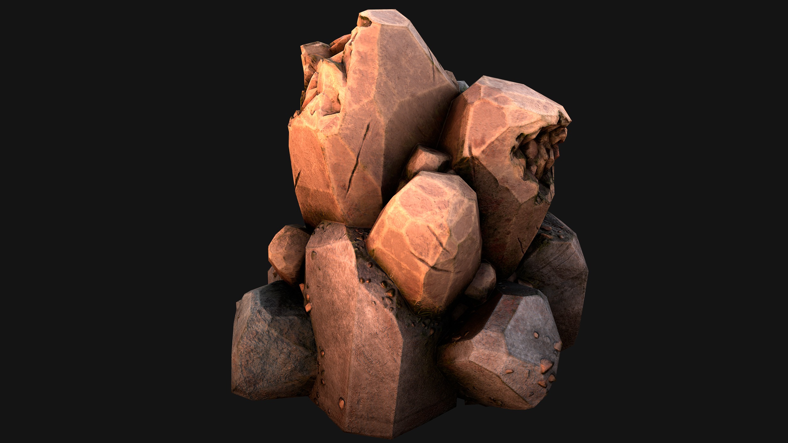 Copper Ore Metal Deposits for Mine Low-poly 3D model_40