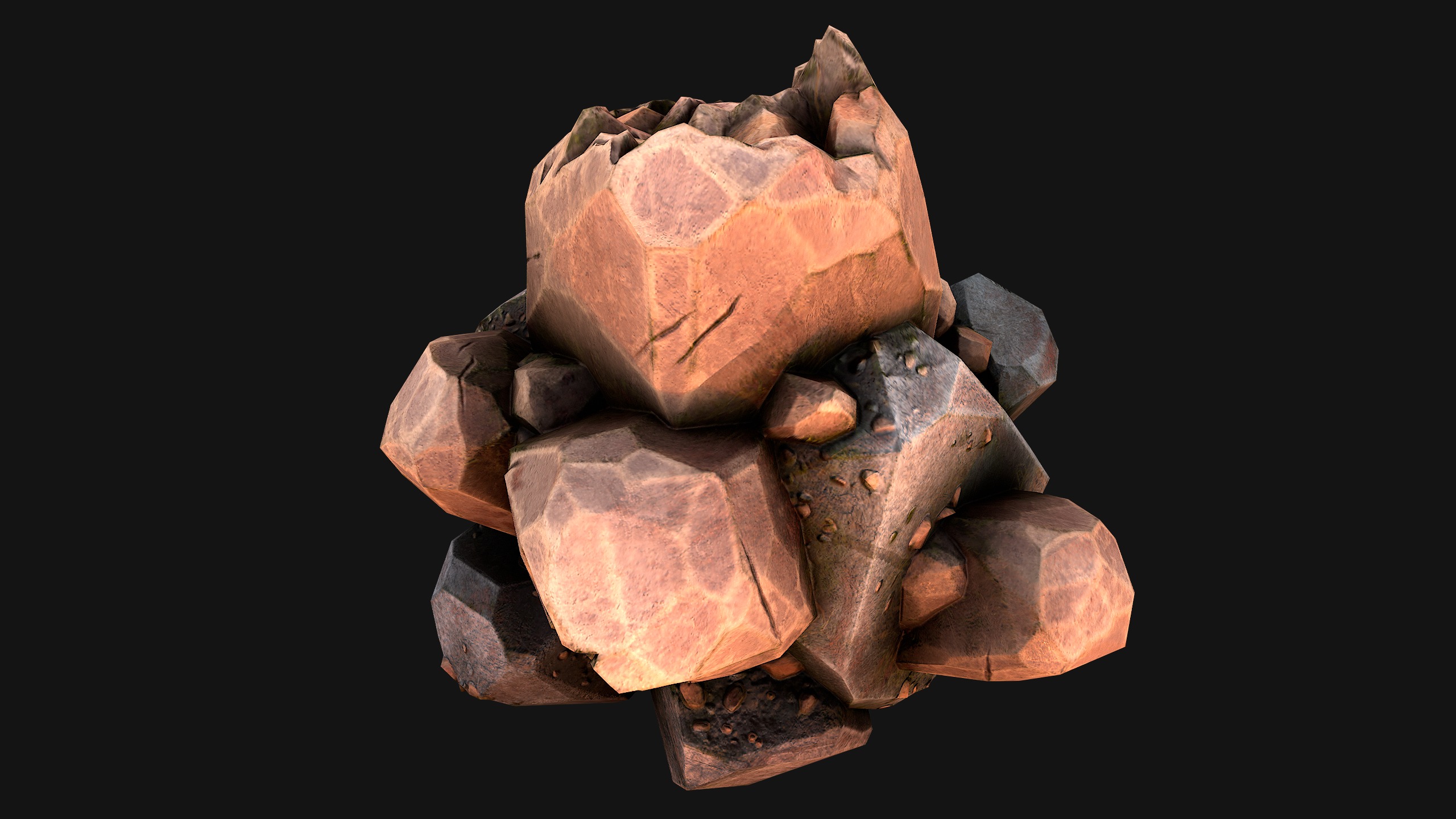 Copper Ore Metal Deposits for Mine Low-poly 3D model_43