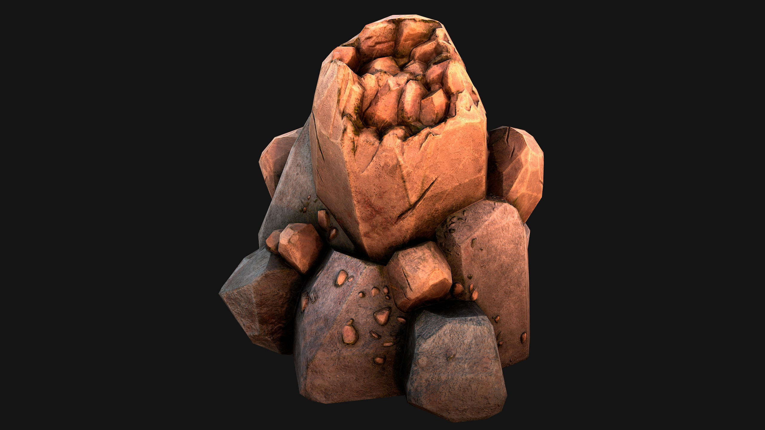 Copper Ore Metal Deposits for Mine Low-poly 3D model_38