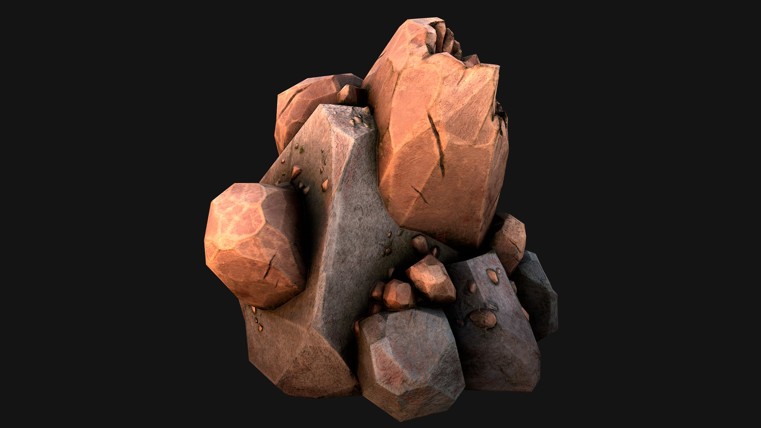 Copper Ore Metal Deposits for Mine Low-poly 3D model_13