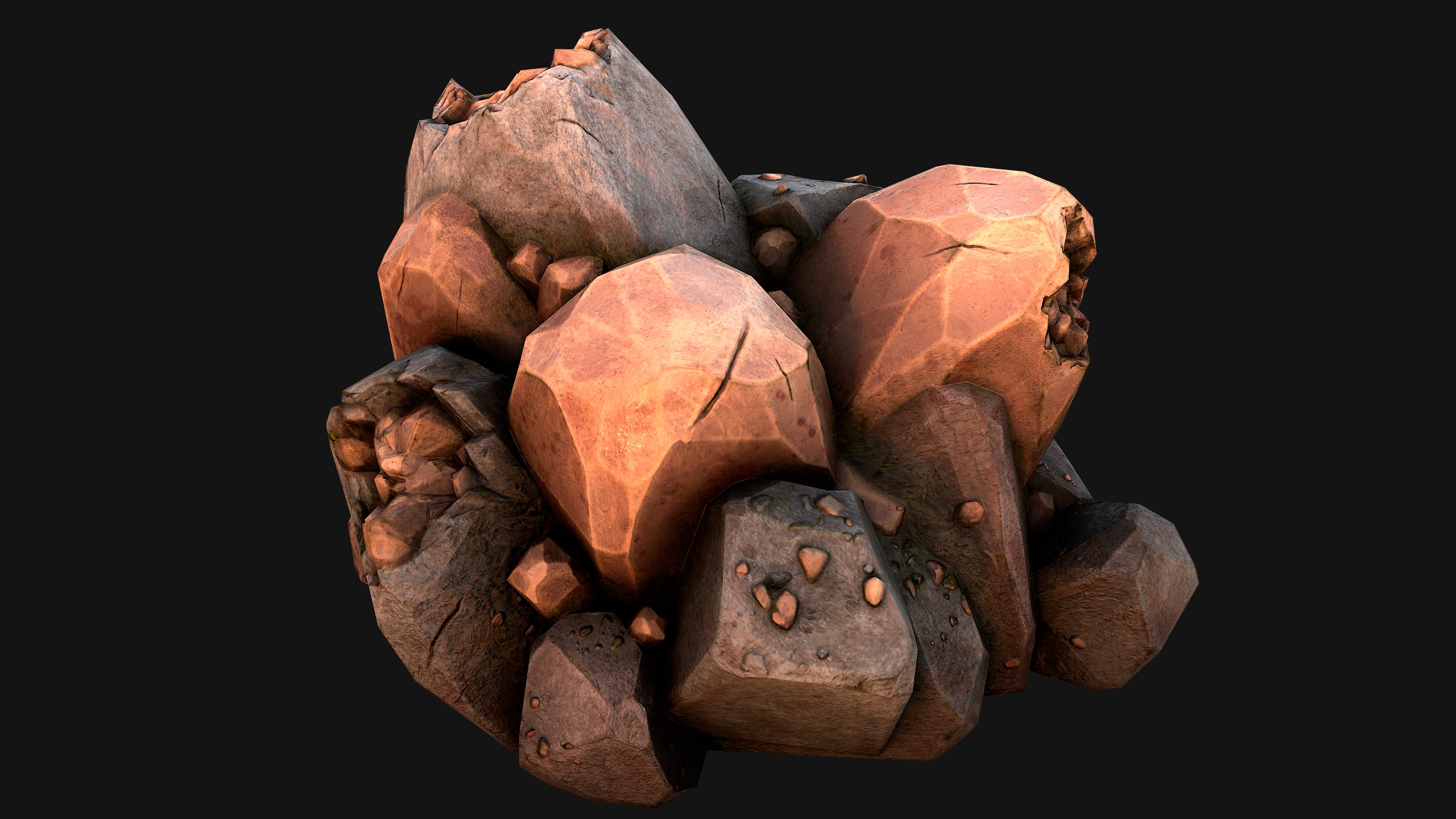 Copper Ore Metal Deposits for Mine Low-poly 3D model_32