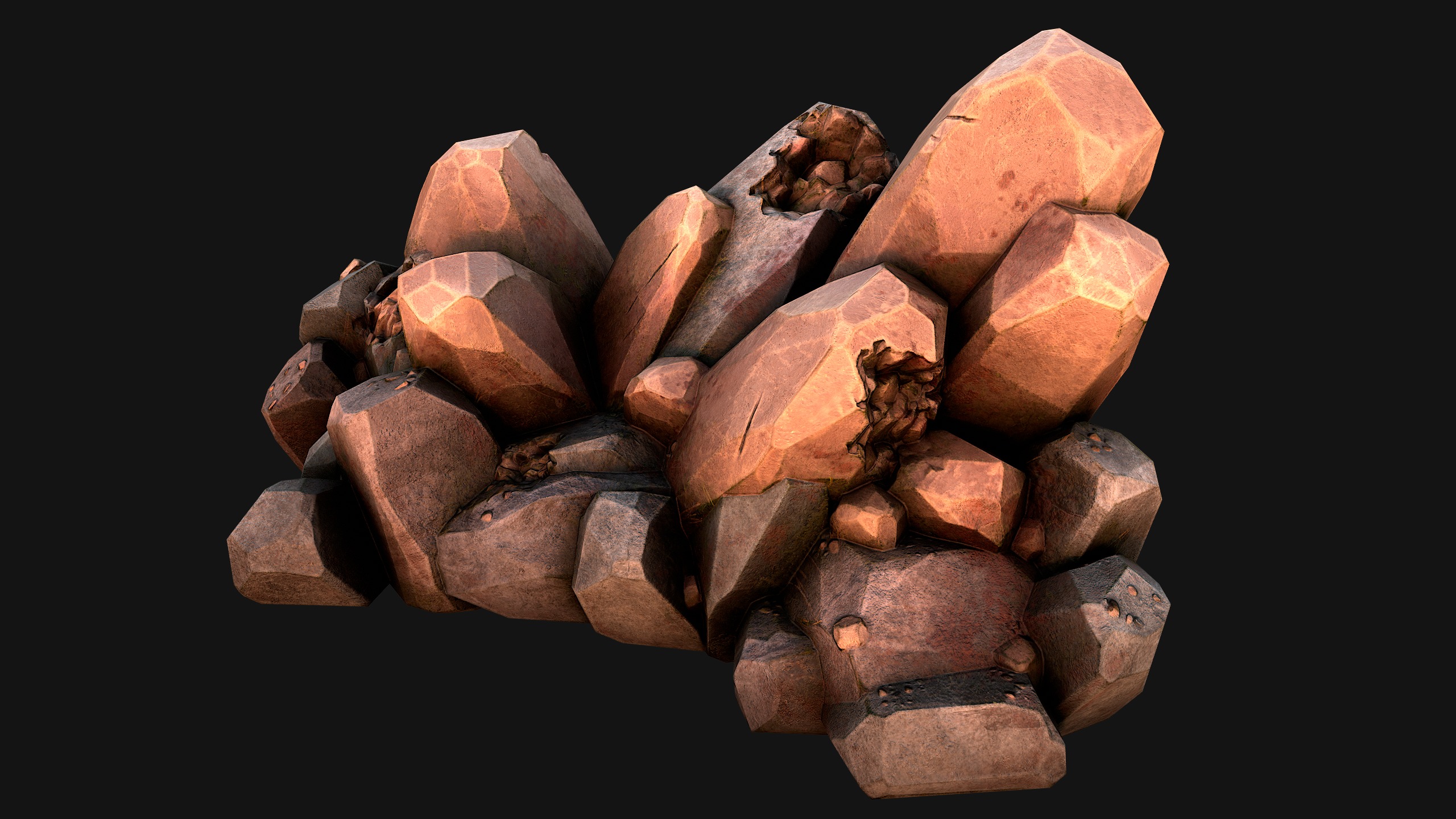 Copper Ore Metal Deposits for Mine Low-poly 3D model_24