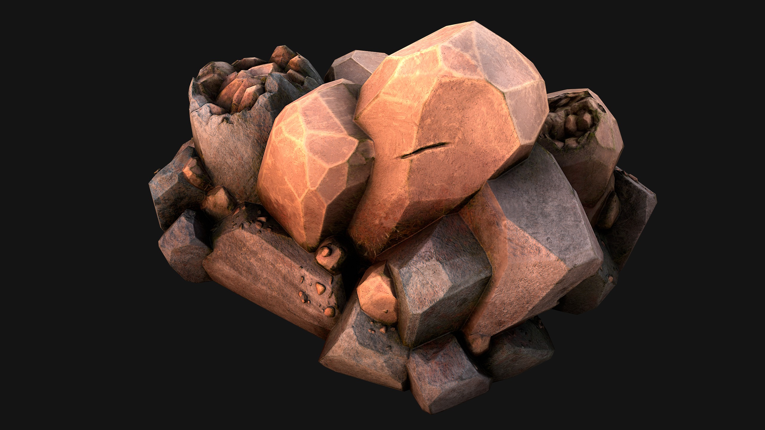 Copper Ore Metal Deposits for Mine Low-poly 3D model_29