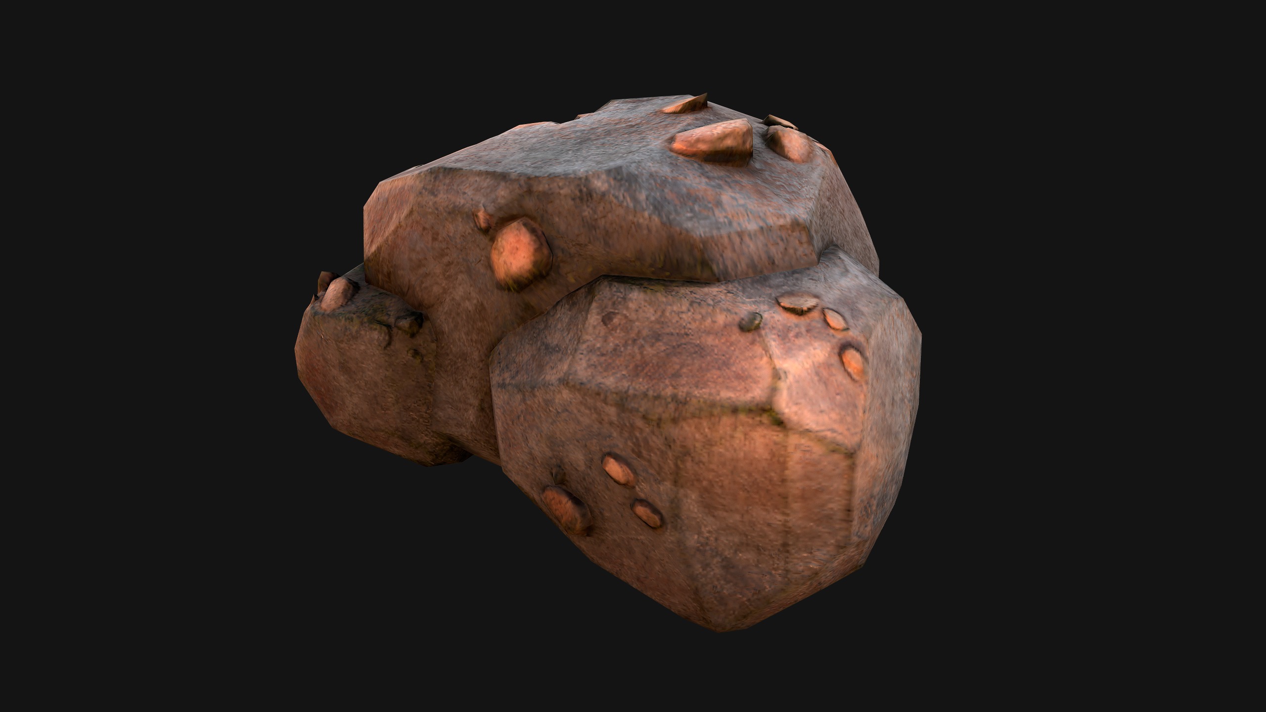 Copper Ore Metal Deposits for Mine Low-poly 3D model_46