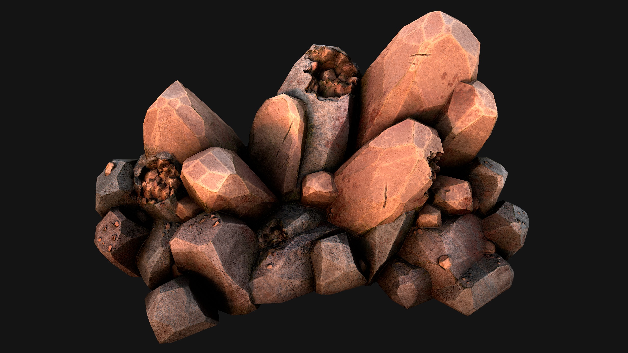 Copper Ore Metal Deposits for Mine Low-poly 3D model_18