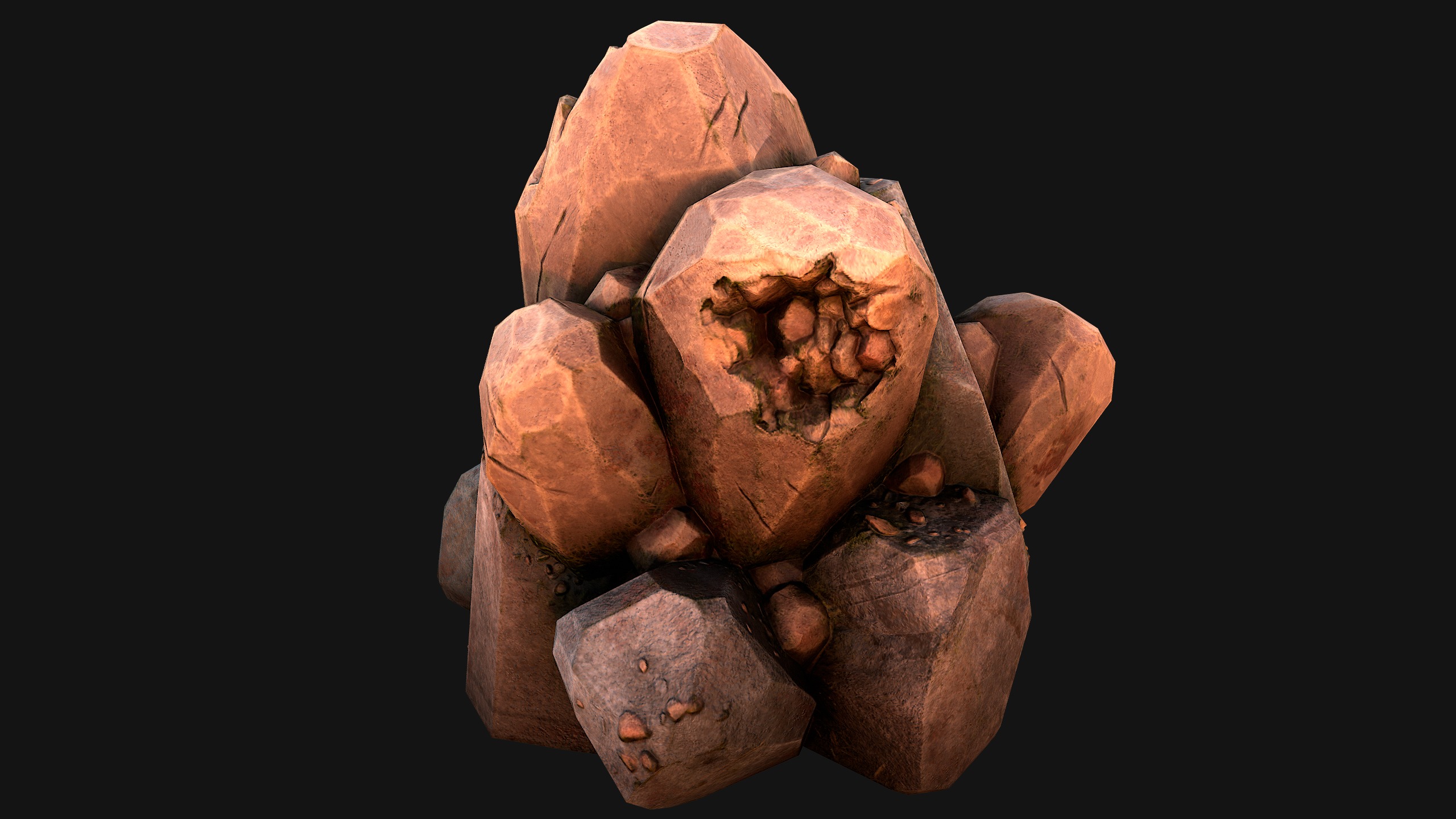Copper Ore Metal Deposits for Mine Low-poly 3D model_41