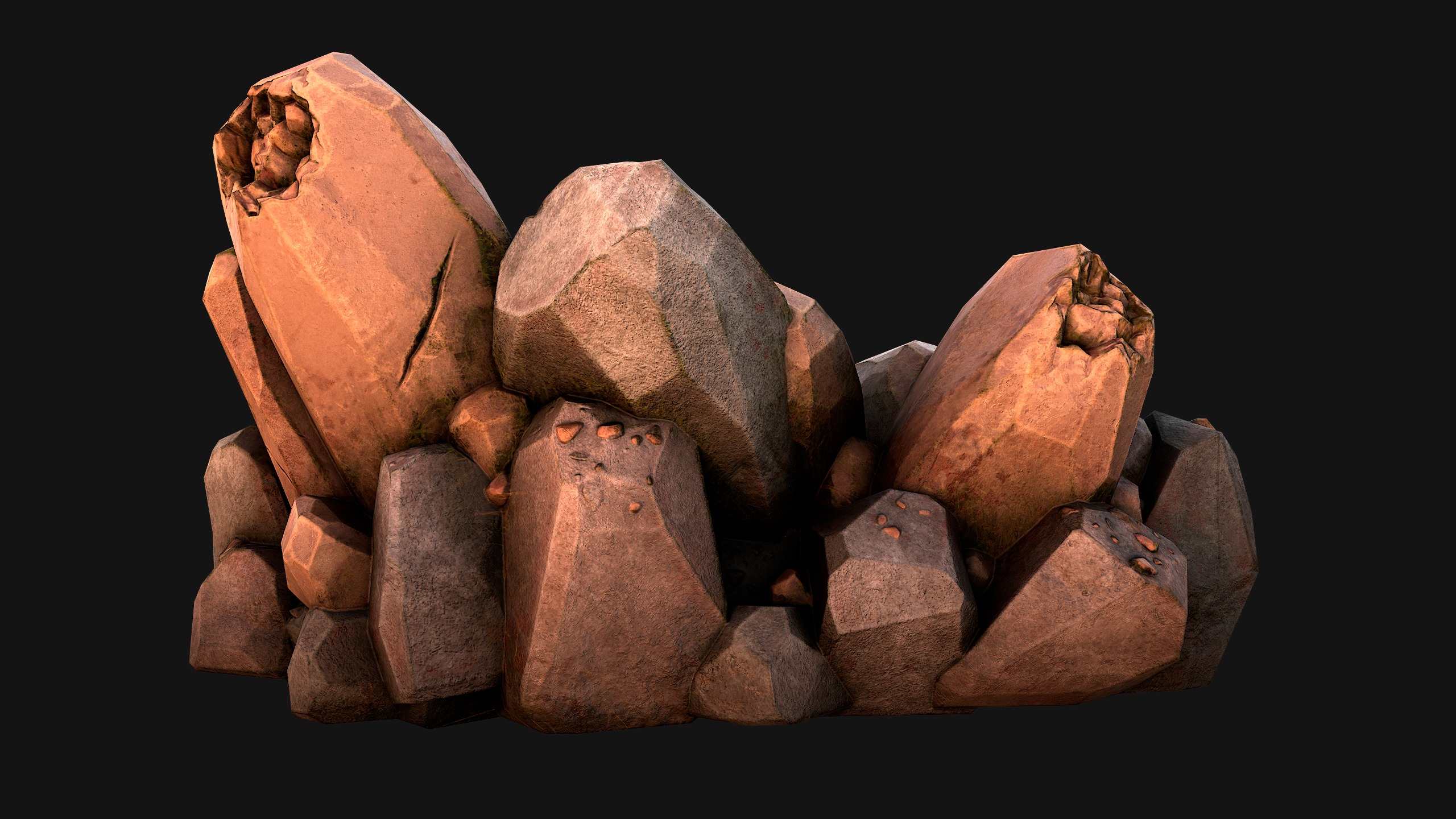 Copper Ore Metal Deposits for Mine Low-poly 3D model_21