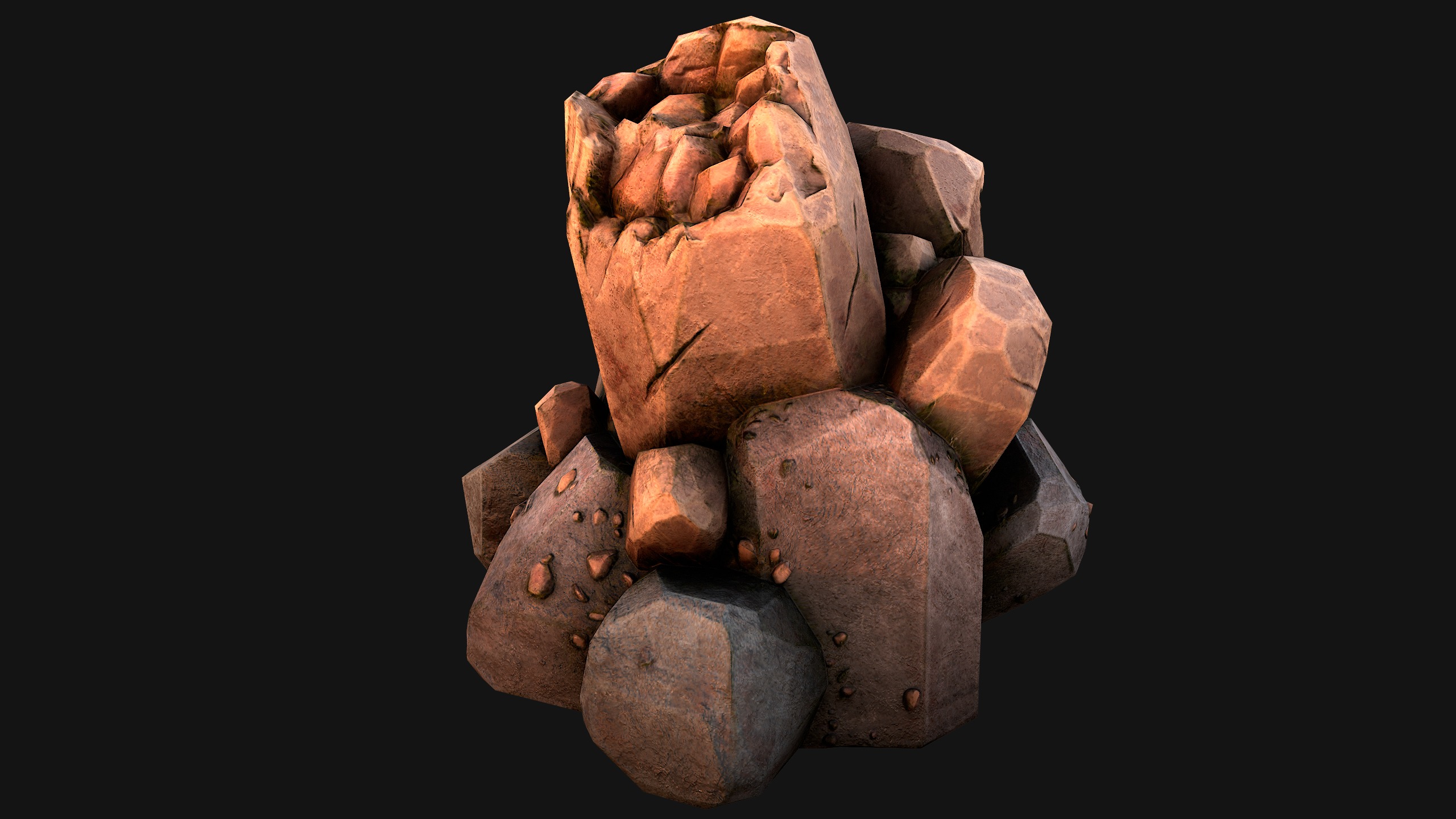 Copper Ore Metal Deposits for Mine Low-poly 3D model_39