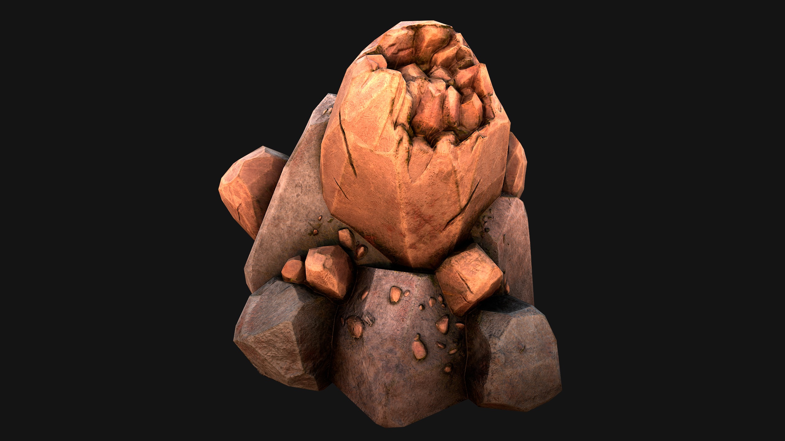Copper Ore Metal Deposits for Mine Low-poly 3D model_37