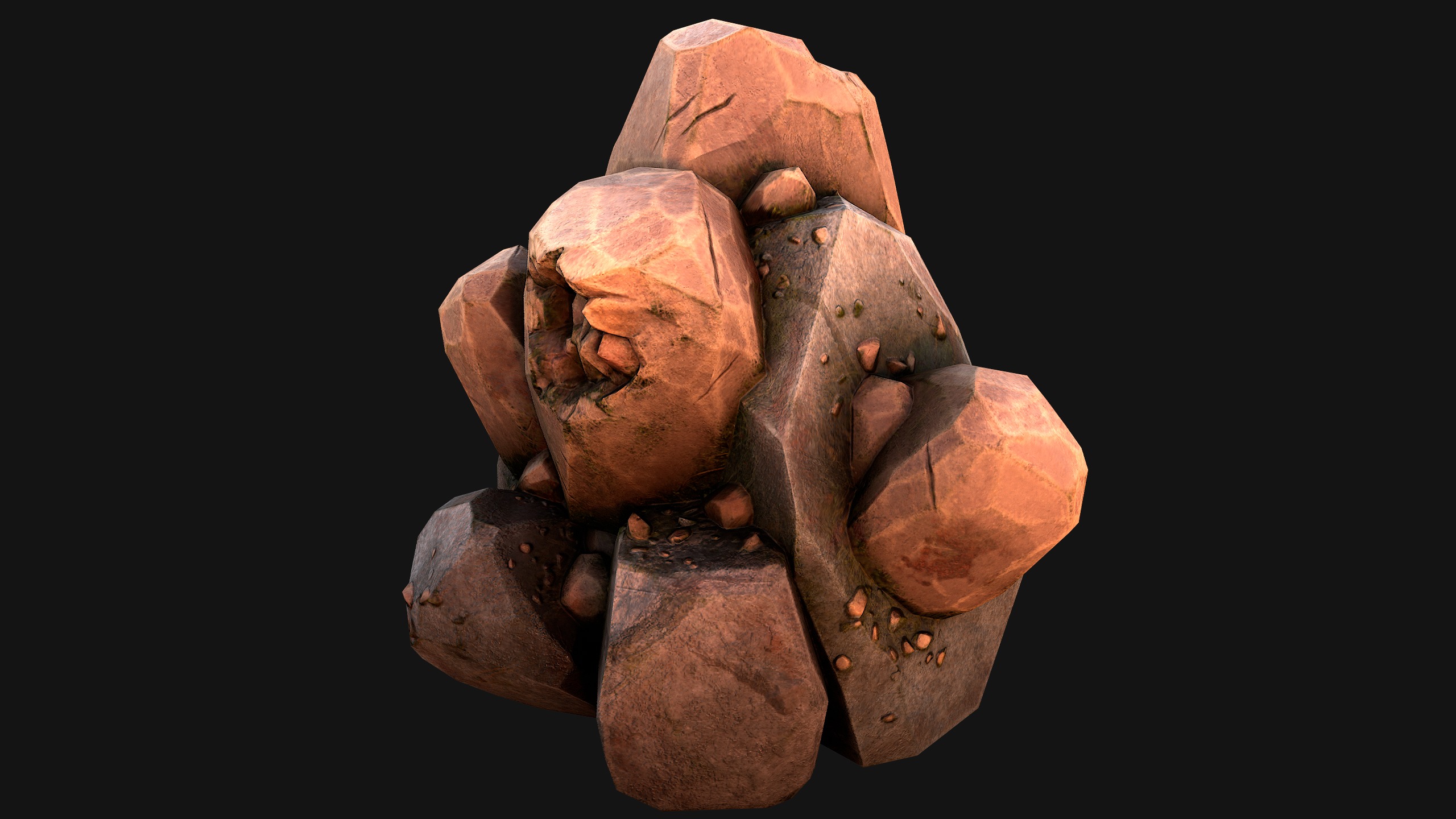 Copper Ore Metal Deposits for Mine Low-poly 3D model_42