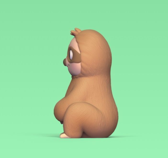 Cartoon Sitting Sloth 3D print model_3
