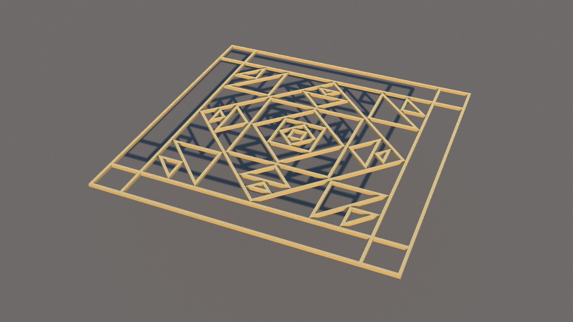 Gold Pattern Decorative Panel Free 3D model_1